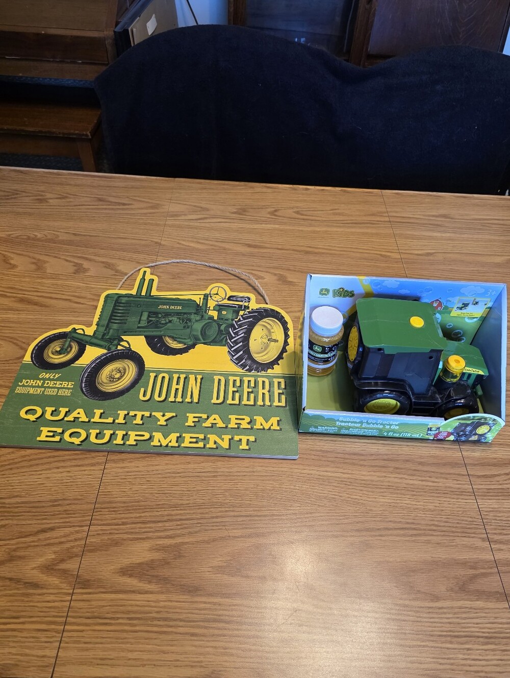 John Deere Bubble N Go Tractor & Farm Equipment Sign